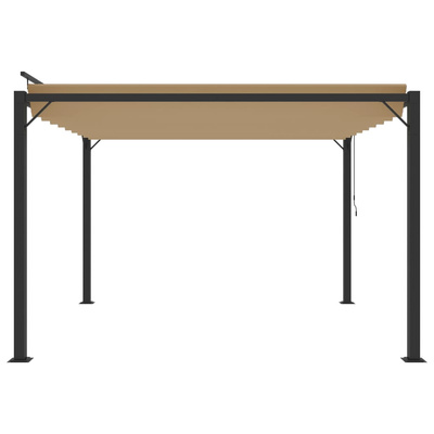 Altana z żaluzjowym dachem 3x3 m, taupe, tkanina i aluminium