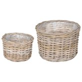 Kosz na rośliny 2 szt. Naturalna szarość Rattan Kubu