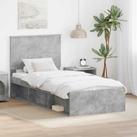Ramka łóżka Szary beton 75 x 190 cm Lite drewno sosnowe