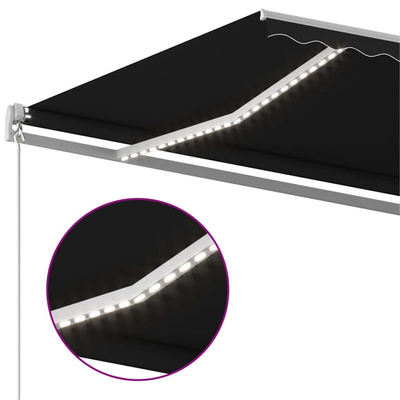 Ręcznie zwijana markiza z LED, 600 x 300 cm, antracytowa vidaXL