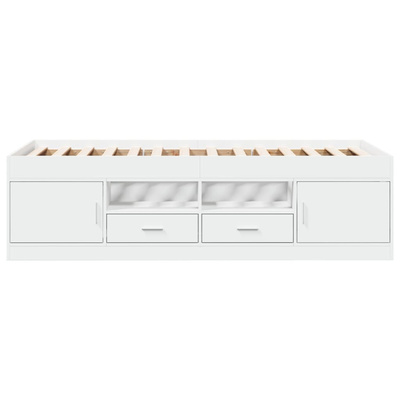 Łóżko dzienne z szufladami, bez materaca, białe, 100x200 cm