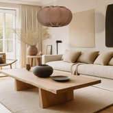 Lampa wisząca CAFEE' skandynawska z abażurem brązowym mokka 52 cm - minimalistyczne oświetlenie sufitowe w stylu japandi E27