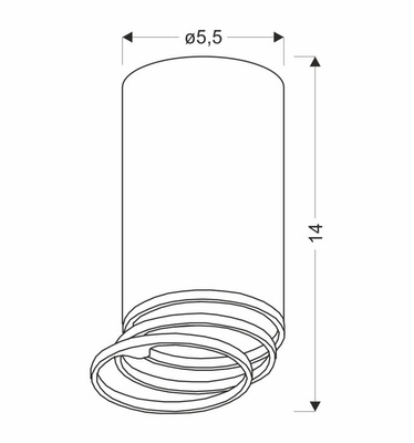 TUBA LAMPA SUFITOWA CZARNY 1X15W GU10 ŚR. 5,5 CM