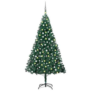 Sztuczna choinka z lampkami i bombkami, zielona, 240 cm vidaXL
