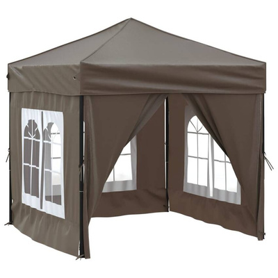 vidaXL Składany namiot imprezowy ze ściankami, taupe, 2x2 m