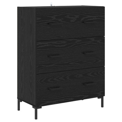 Highboard Czarny Dąb 69,5 x 34 x 180 cm Drewno inżynieryjne