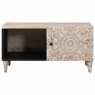 Stolik kawowy Biały 80 x 50 x 40 cm Drewno z mango