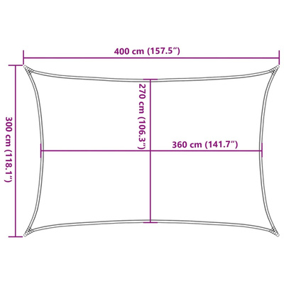 Żagiel przeciwsłoneczny, 160 g/m², piaskowy, 3x4 m, HDPE