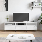 vidaXL Szafka pod TV, wysoki połysk, biała, 150x30x44,5 cm
