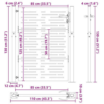 Brama ogrodowa Czarny 110 x 130 cm Stal malowana proszkowo