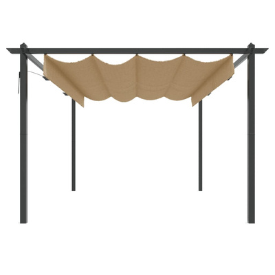 vidaXL Altana ogrodowa ze zwijanym dachem, 4x3 m, kolor taupe