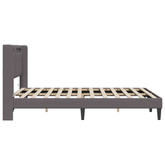 Ramka łóżka z paskami LED Szary 160 x 200 cm Ekoskóra