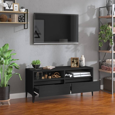vidaXL Szafka pod TV, czarna, 100x34,5x44,5cm, materiał drewnopochodny