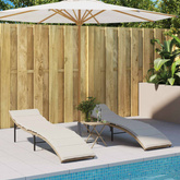 vidaXL Leżaki ze stolikiem, 2 szt., beżowe, polirattan