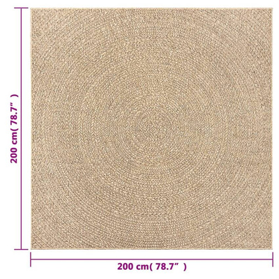 vidaXL Dywan ZIZUR, 200x200 cm, stylizowany na jutowy