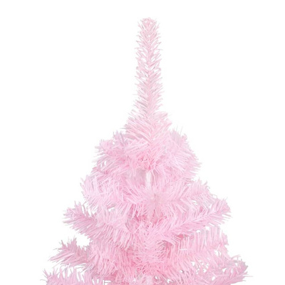 vidaXL Sztuczna choinka z lampkami i bombkami, różowa, 180 cm, PVC model standard