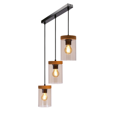 Lampa wisząca WELS ze szklanymi dymionymi kloszami - lampa nad stół do kuchni i jadalni