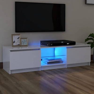 vidaXL Szafka pod TV z LED, biała, wysoki połysk, 140x40x35,5 cm