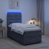 Łóżko z box spring LED z materacem ciemnoszary 80 x 200 cm