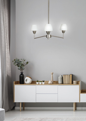 Lampa wisząca Togo potrójna szklano-metalowa nad stół z żarówkami G9