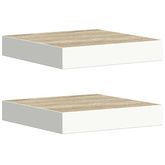 vidaXL Półki ścienne, 2 szt., dębowo-białe, 23 x 23,5 x 3,8 cm, MDF