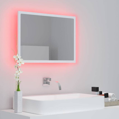 vidaXL Lustro łazienkowe z LED, białe, 60x8,5x37 cm, akryl