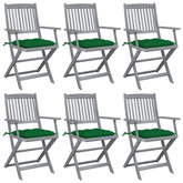 vidaXL Składane krzesła ogrodowe, 6 szt., z poduszkami, akacjowe