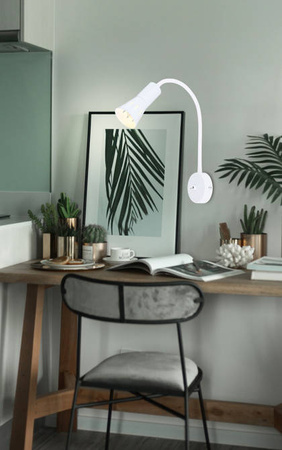 Kinkiet biały wysięgnik regulowany 1xE14 Arena 91-81346