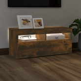 Szafka pod TV z oświetleniem LED, przydymiony dąb, 90x35x40 cm vidaXL