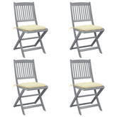 vidaXL Składane krzesła ogrodowe, 4 szt., z poduszkami, akacjowe