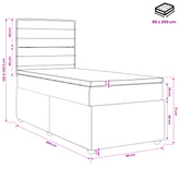 Łóżko z box spring LED z materacem ciemnoszary 80 x 200 cm