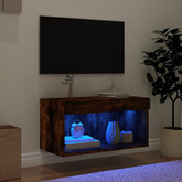 vidaXL Szafka pod TV, z LED, kolor przydymiony dąb, 60x30x30 cm