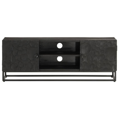 vidaXL Szafka pod TV, czarna, 110x30x40 cm, lite drewno mango i żelazo model standard