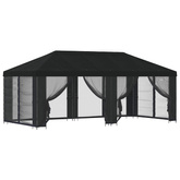 Altana z bokami 6 x 3 m Czarny Poliester i Stal 190