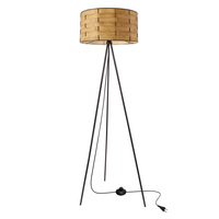 Lampa podłogowa FIANA czarna 1x40W E27 abażur sosnowy naturalny czarny nowoczesna stojąca do salonu sypialni biura oświetlenie dekoracyjne