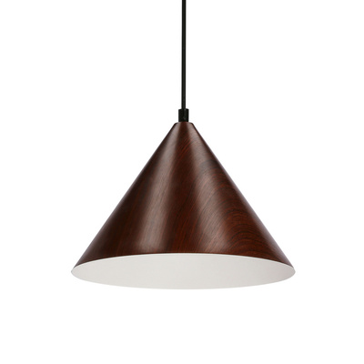 Dunca Lampa Wisząca 25 Czarny 1X40 E27 Klosz Ciemny Orzechowy