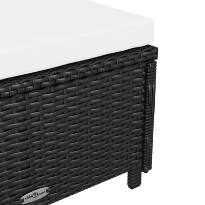 vidaXL Leżak ogrodowy z kremową poduszką, polirattan, czarny