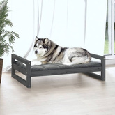 vidaXL Legowisko dla psa, szare, 105,5x75,5x28 cm, lite drewno sosnowe