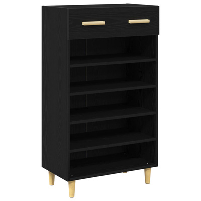 Szafka na buty z szufladą z półką Czarny Dąb 60 x 35 x 105 cm