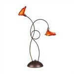 Lampka nocna Malta szklana pomarańczowa z metalową podstawą brązową