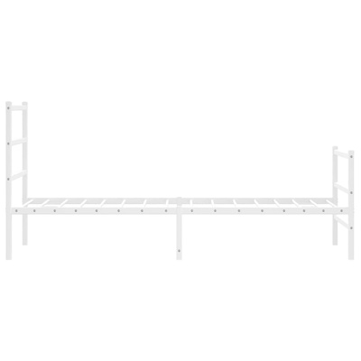Metalowa rama łóżka z wezgłowiem i zanóżkiem, biała, 80x200 cm