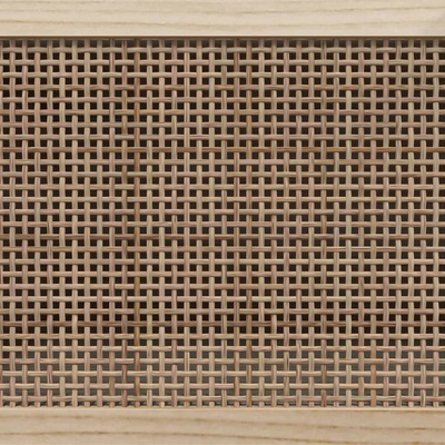 Stolik pod TV, brązowy, 105x30x40 cm, drewno sosnowe i rattan