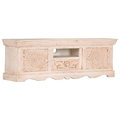 vidaXL Szafka pod TV, biała, 120 x 30 x 40 cm, lite drewno mango