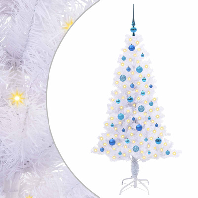Sztuczna choinka z 150 diodami LED Biały 150 cm PVC i Stal