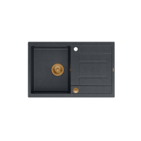 MORGAN 111 GraniteQ zlewozmywak black diamond z syfonem Push To Open 1-komorowy z/o / elementy miedziane