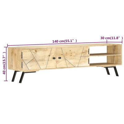 vidaXL Szafka pod TV, 140x30x40 cm, lite drewno mango