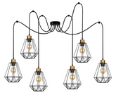 Lampa wisząca Primo czarno-złota 6-punktowa metalowa nad stół do jadalni