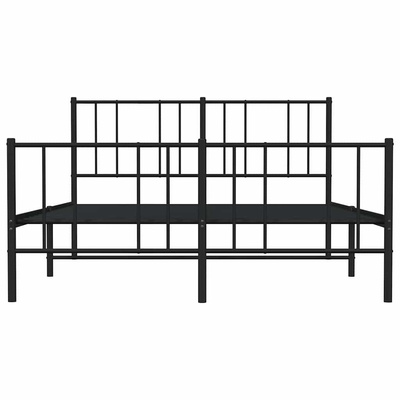 Metalowa rama łóżka z wezgłowiem i zanóżkiem, czarna, 120x200cm vidaXL