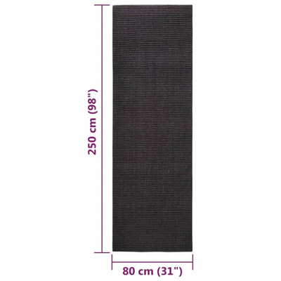 vidaXL Dywanik, naturalny sizal, 80x250 cm, czarny