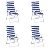 Poduszka na zewnątrz 4 pcs Niebieski i biały 120 x 50 x 7 cm